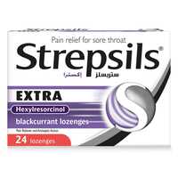 Strepsils Extra Blackcurrant, Pain Relief For Sore Throats, 24 Lozenges