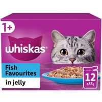 WHISKAS 1+ CAT FOOD FISH IN JELLY 85G X 12