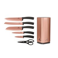 BERLINGERHAUS Knife Set 7pc with Stand Rose Gold