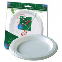 FUN Plastic Plate 26Cm White 25's
