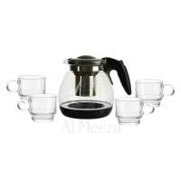 RYB Glass Teapot 1200ml + 4 Mugs 230ml