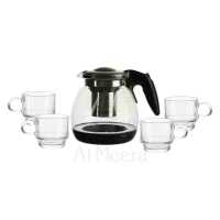 RYB GLASS TEAPOT 1200ML+ 4MUGS 230ML SET