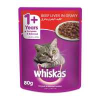 WHISKAS CAT FOOD BEEF POUCH 80G @SP