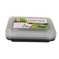 FOOD PACK Black Base Microwavable Rectangle Container 16Oz