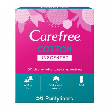 CAREFREE Cotton Unscented Pantiliners 56's