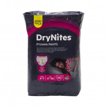 DryNites Baby Pyjama Pants Diapers Age4-7 For Girls, 16pcs