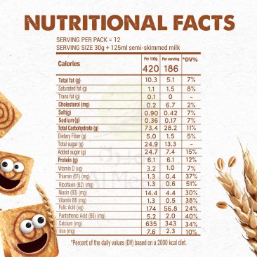NESTLE Cini Minis Whole Wheat & Rice Cereal Cinnamon 375g